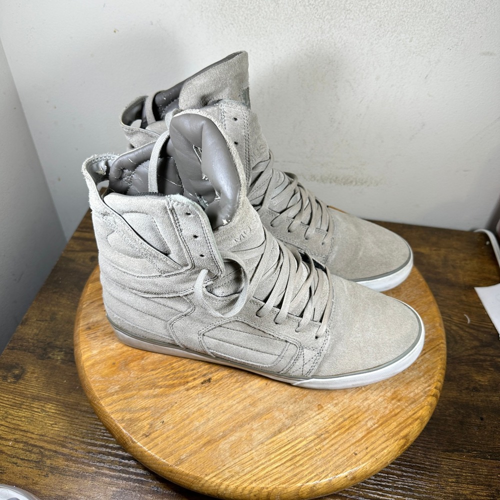 Supra Skytop II Muska 002 Mens Grey Suede High Top Skate Sneakers Shoes